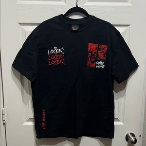 PALACE Black Tee with Red Graphic Accents